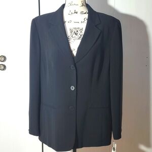 Kasper- Womens Black Faint Pinstripe Blazer Suit Coat Career Academia Sz. 18